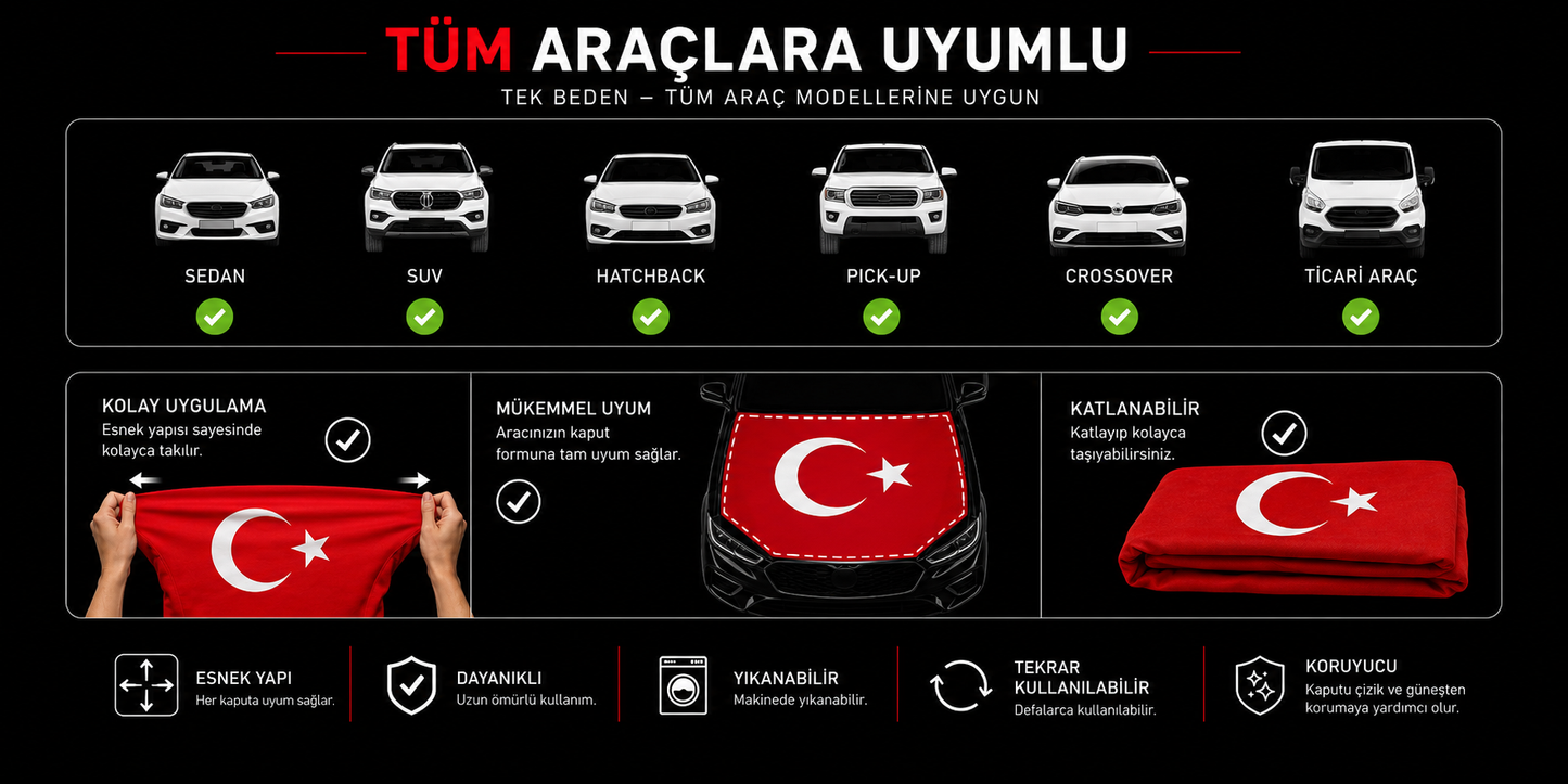 LASTİKLİ ARAÇ KAPUT BAYRAĞI